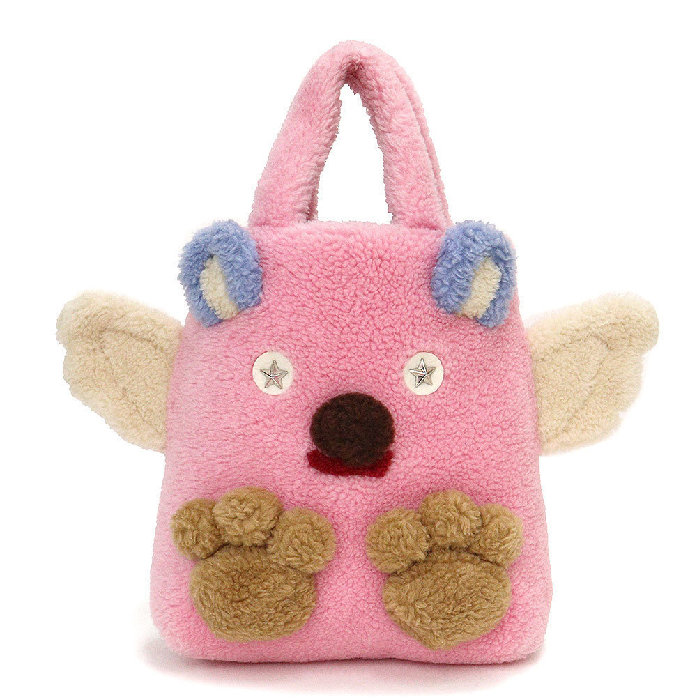 Gucci Flying Bear Handbag Eco Fur Pink Brown Blue